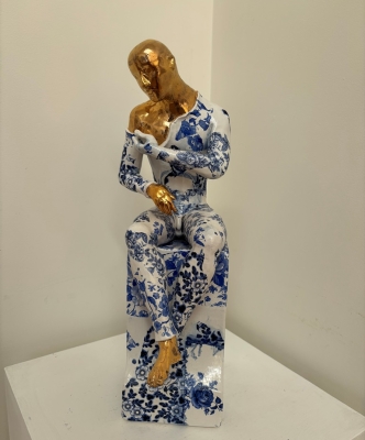 Seated Male Nude on Plinth (precious series)