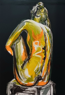 Blue Nude in Lime Green T/P by Clare Grossman