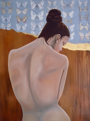 Woman, Rust, Gold and Butterflies No 1 by Pierre Williams (Paintings)